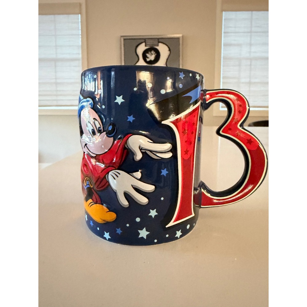 Disney Parks 2013 Sorcerer Mickey Fantasia Large Blue Mug 5 Inch